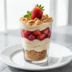 no-bake strawberry cheesecake parfaits - featured image