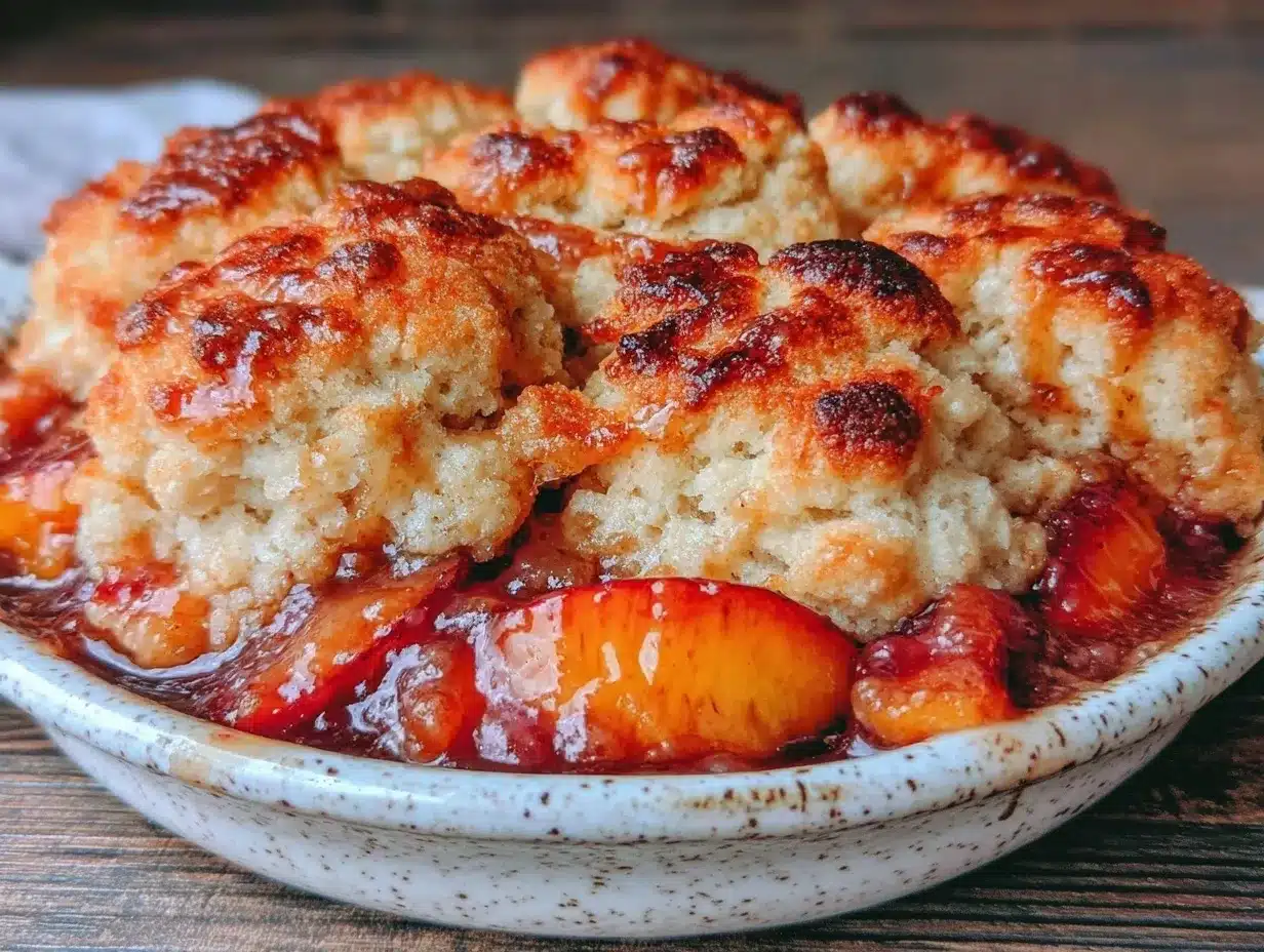 Old Fashioned Peach Cobbler: 5-Ingredient Biscuit Topping 4 old fashioned peach cobbler preparation steps
