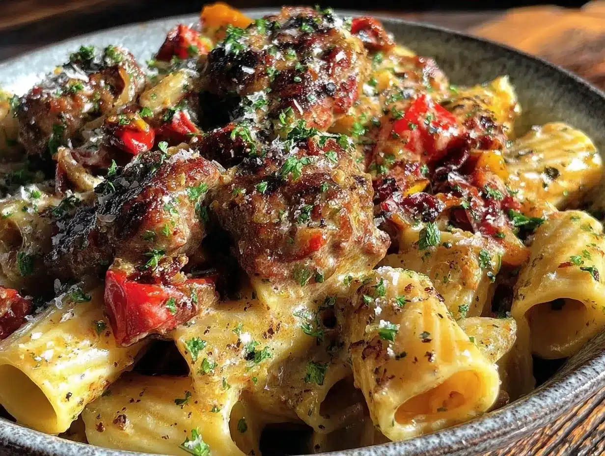 One-Pot Creamy Cajun Sausage Rigatoni for Busy Weeknights 4 One-Pot Creamy Cajun Sausage Rigatoni preparation steps