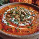 roasted red pepper and smoked gouda soup - featured image