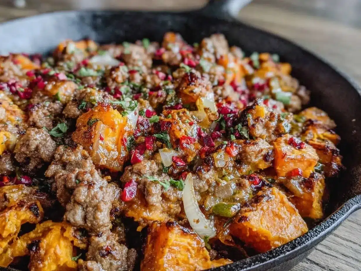 Smoky Ground Turkey Sweet Potato Skillet: 1 Pot Campfire Dinner 4 smoky ground turkey sweet potato skillet preparation steps