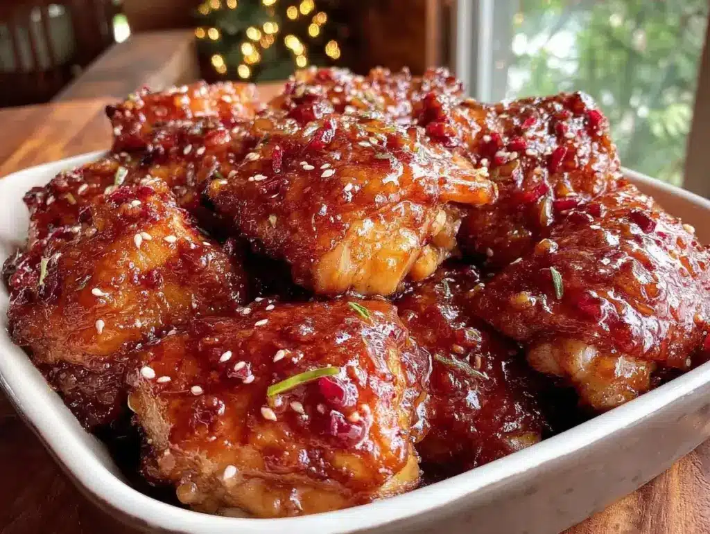 sticky baked sesame chicken thighs - featured image