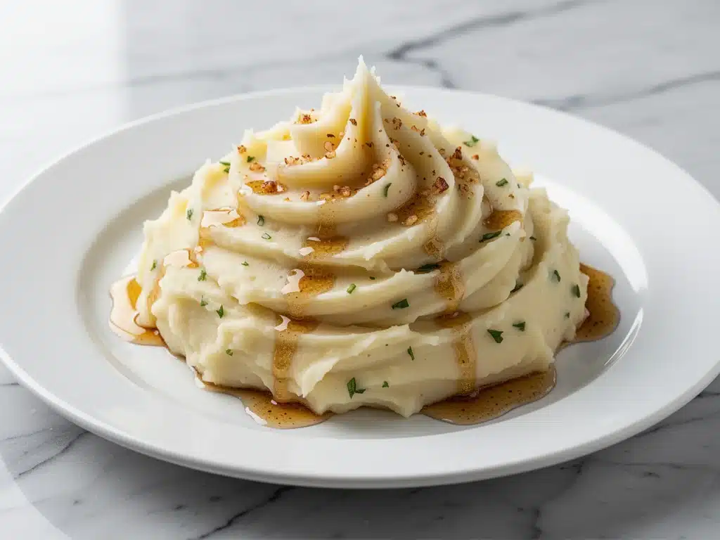 ultra-creamy garlic mashed potatoes with brown butter - featured image