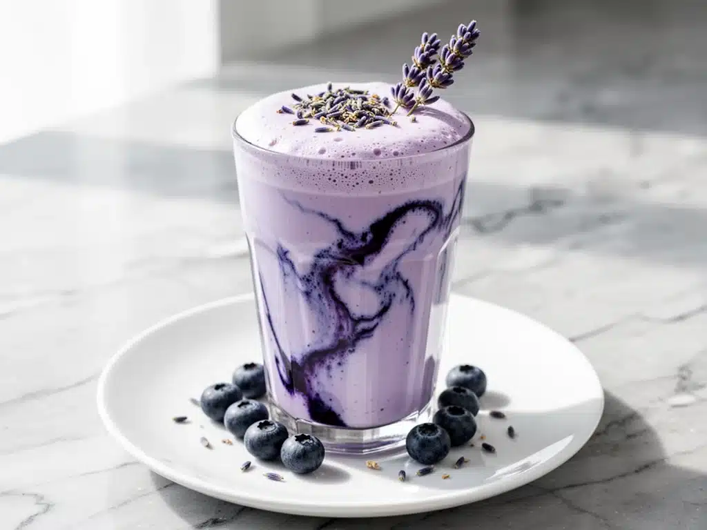 vegan blueberry lavender oat milk latte - featured image
