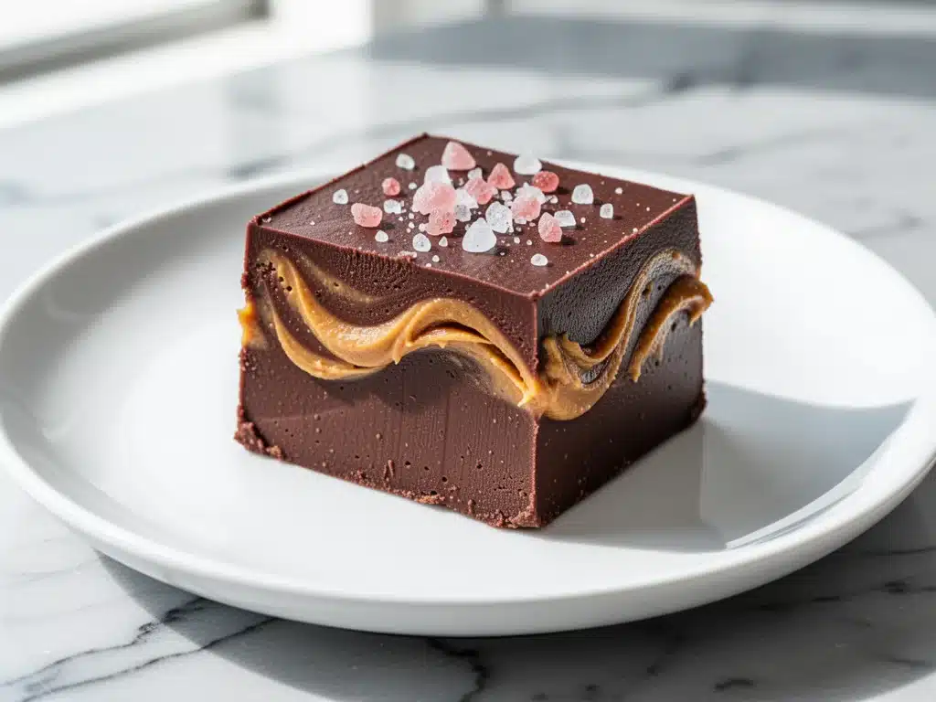 vegan chocolate peanut butter freezer fudge - featured image