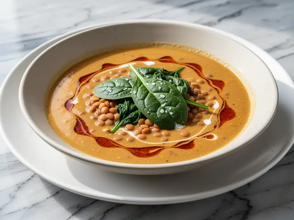 vegan coconut curry lentil soup - featured image