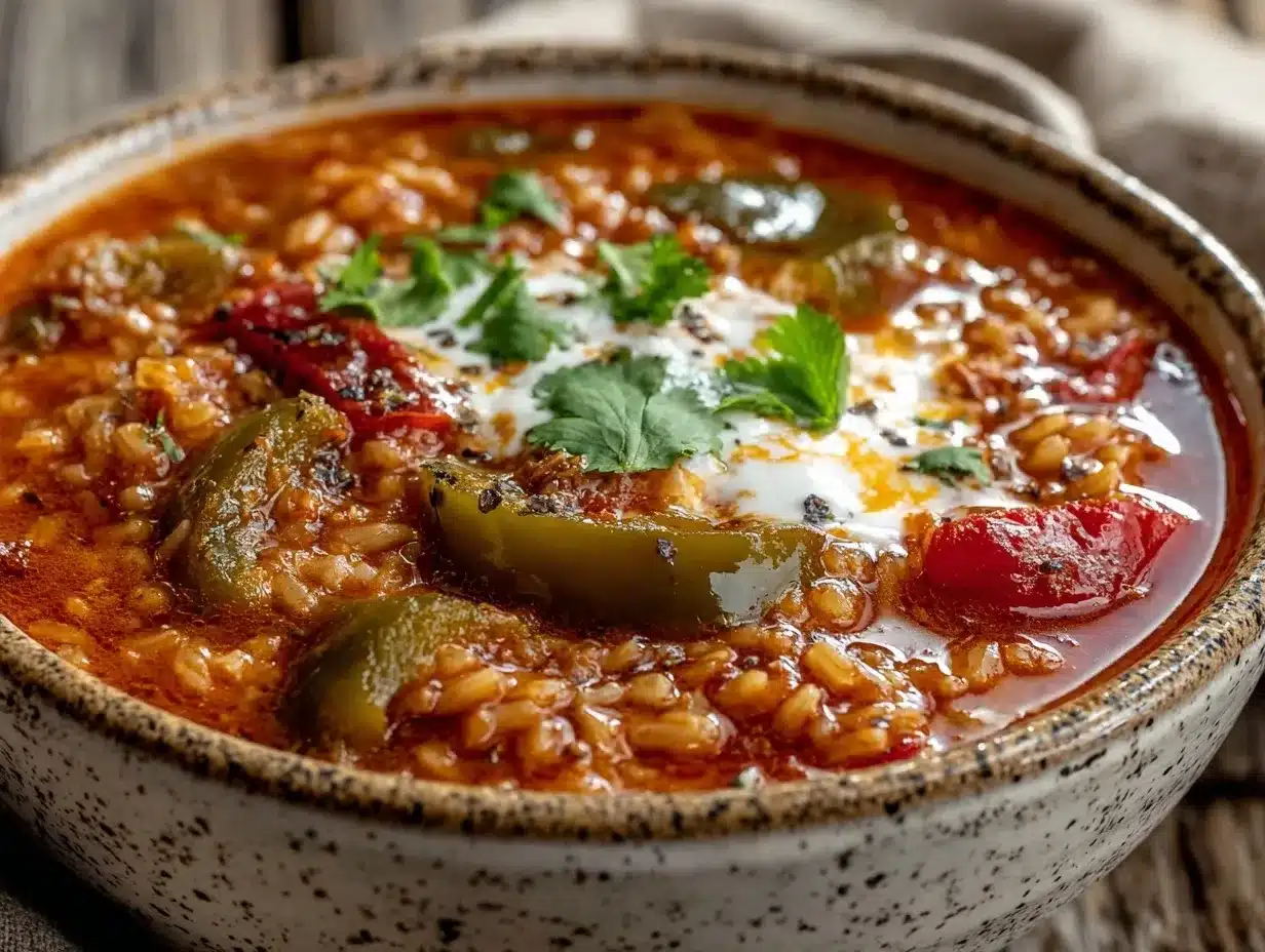 Vegetarian Stuffed Pepper Soup: 1 Batch, 4 Meals 4 vegetarian stuffed pepper soup preparation steps